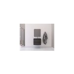 Ensemble salle de bains l. 70 cm meuble sous vasque graphite mat + plan vasque verre noir mat vague
