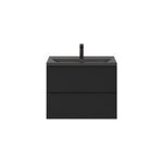 Meuble vasque suspendu faible profondeur noir mat l. 80 cm imandra + plan vasque noir cramique nira, ...