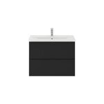 Meuble vasque suspendu faible profondeur noir mat l. 80 cm imandra + plan vasque blanc cramique nira, ...