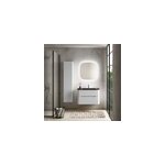 Ensemble salle de bains l. 84 cm meuble sous vasque blanc mat + plan vasque noir mat alba