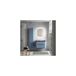 Ensemble salle de bains l. 84 cm meuble sous vasque bleu mat + plan vasque noir mat alba