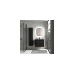 Ensemble salle de bains l. 84 cm meuble sous vasque noir mat + plan vasque noir mat alba