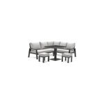 Ensemble salon de jardin rectangulaire en aluminium et plateau en cramique sur verre ibiza gris anthracite ...