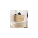 Ensemble sous vasque à poser effet chêne industriel 2 tiroirs + vasque blanche, l. 80 cm, galedo timber ... Ensemble sous vasque à poser effet chêne industriel 2 tiroirs + vasque blanche, l. 80 cm, galedo timber ...
