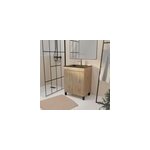 Ensemble sous vasque  poser effet chne naturel 2 portes + vasque noire, l. 60 cm, galedo timber