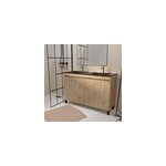 Ensemble sous vasque  poser effet chne naturel 4 portes + vasque double noire, l. 120 cm, galedo timber ...