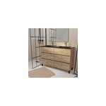 Ensemble sous vasque  poser effet chne naturel 6 tiroirs + vasque double noire, l. 120 cm, galedo timber ...