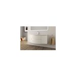 Ensemble sous vasque + plan vasque central verre l. 138 cm, blanc mat stri, vague