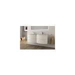 Ensemble sous vasque + plan vasque double verre l. 138 cm, blanc mat stri, vague