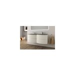 Ensemble sous vasque + plan vasque double verre noir l. 138 cm, blanc mat stri, vague