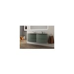 Ensemble sous vasque + plan vasque double verre noir l. 138 cm, vert mat stri, vague