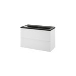 Meuble vasque suspendu blanc mat l. 100 cm imandra + plan vasque blanc céramique nira, goodhome Meuble vasque suspendu blanc mat l. 100 cm imandra + plan vasque blanc céramique nira, goodhome