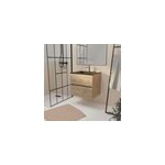 Ensemble sous vasque suspendu effet chne naturel 2 tiroirs + vasque noire, l. 60 cm, galedo timber