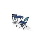 Ensemble table et 2 chaises de jardin marius aluminium bleu nuit city garden