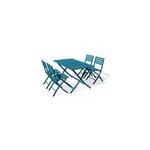 Ensemble table et 4 chaises de jardin marius aluminium bleu canard city garden