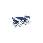Ensemble table et 4 chaises de jardin marius aluminium bleu nuit city garden