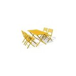 Ensemble table et 4 chaises de jardin marius aluminium jaune moutarde city garden