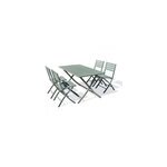 Ensemble table et 4 chaises de jardin marius aluminium vert kaki city garden