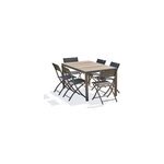 Ensemble table et 6 chaises de jardin boston aluminium imitation bois clair dcb garden