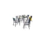 Ensemble table extensible l. 135 / 270 cm et 8 chaises + 2 fauteuils de jardin tolede aluminium gris ...