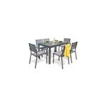 Ensemble table extensible et 4 chaises + 2 fauteuils de jardin tolede aluminium gris anthracite dcb garden ...