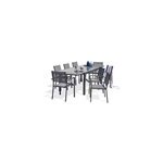 Ensemble table extensible et 8 fauteuils de jardin tolede aluminium gris anthracite dcb garden