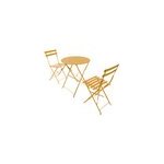 Ensemble table ronde et 2 chaises de jardin janco acier jaune