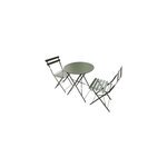 Ensemble table ronde et 2 chaises de jardin janco acier vert