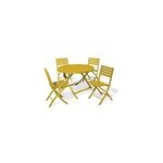 Ensemble table ronde et 4 chaises de jardin marius aluminium moutarde city garden