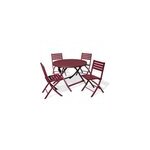 Ensemble table ronde et 4 chaises de jardin marius aluminium rouge carmin city garden