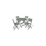 Ensemble table ronde et 4 chaises de jardin marius aluminium vert kaki city garden