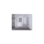 Ensemble vague l. 104 cm meuble sous vasque blanc mat  suspendre + complment gauche + plan vasque verre ...