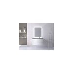 Ensemble vague l. 104 cm meuble sous vasque blanc mat  suspendre + complment gauche + plan vasque verre ...