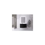 Ensemble vague l. 104 cm meuble sous vasque noir mat  suspendre + complment droit + plan vasque verre ...