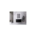 Ensemble vague l. 104 cm meuble sous vasque noir mat  suspendre + complment droit + plan vasque verre ...