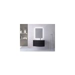 Ensemble vague l. 104 cm meuble sous vasque noir mat  suspendre + complment gauche + plan vasque verre ...