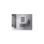 Ensemble vague l. 104 cm meuble sous vasque  suspendre kaki mat + complment droit + plan vasque verre ...
