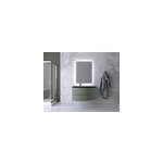 Ensemble vague l. 104 cm meuble sous vasque  suspendre kaki mat + complment droit + plan vasque verre ...