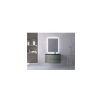 Ensemble vague l. 104 cm meuble sous vasque  suspendre kaki mat + complment gauche + plan vasque verre ...