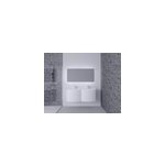Ensemble vague l. 138 cm meuble sous vasque  suspendre blanc mat + plan double vasque verre blanc