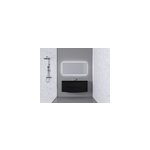 Ensemble vague l. 138 cm meuble sous vasque  suspendre noir mat + plan vasque central verre noir mat ...