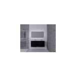 Ensemble vague l. 138 cm meuble sous vasque  suspendre noir mat + plan double vasque verre noir mat