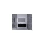 Ensemble vague l. 138 cm meuble sous vasque  suspendre noir mat + plan double vasque verre blanc