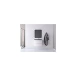 Ensemble vague l. 70 cm meuble sous vasque blanc mat  suspendre + plan vasque verre noir mat