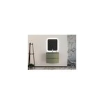 Ensemble vague l. 70 cm meuble sous vasque kaki mat + plan vasque verre noir mat