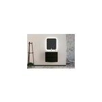 Ensemble vague l. 70 cm meuble sous vasque noir mat  suspendre + plan vasque verre blanc