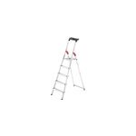 Escabeau aluminium hailo l. 60 5 marches plateforme acier, marches antidrapantes, tablette outils, crochet ...