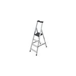 Escabeau professionnel aluminium hailo 4 marches plateforme pehd, marches 8 cm, tablette outils, scurit ...
