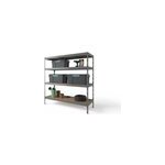 �tag�re de garage en m�tal gris 4 plateaux en bois l. 180 cm x h. 185 x p. 60 cm