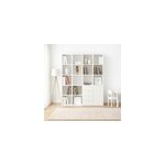 �tag�re biblioth�que avec tiroirs et porte blanche brillante goodhome atomia h. 187, 5 x l. 150 x p. ...